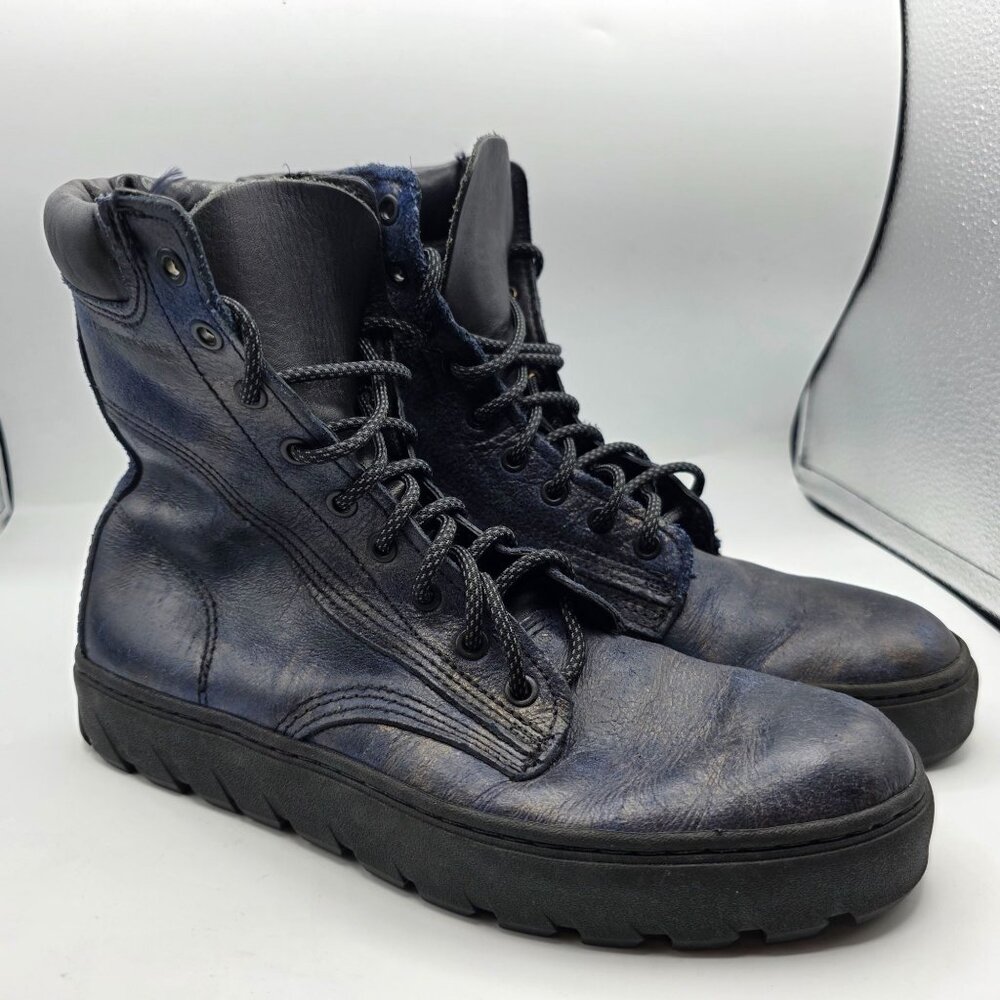 Wolverine 1000 Mile Mens Size 8 Blue Leather Lace Up Boots Casual Vibram Soles